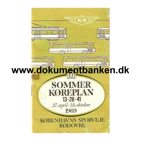 Kbenhavns Sporveje Sommerkreplan for 13-28-41 ret 1969