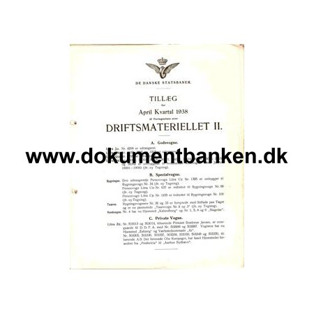 Driftsmateriellet ll - April Kvartal 1938